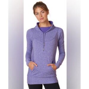 Prana Woman’s Sz M Ember Heather Purple Funnel Cowl Neck Pullover